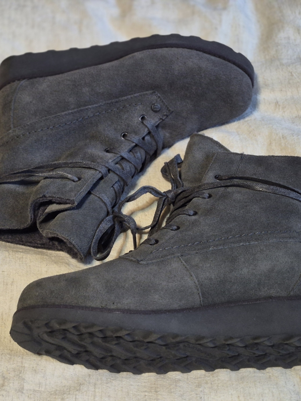 BearPaw Women's Lace-Up Suede, Wool And Sheepskin Ankle Boots in Dark Gray - Picture 10 of 15